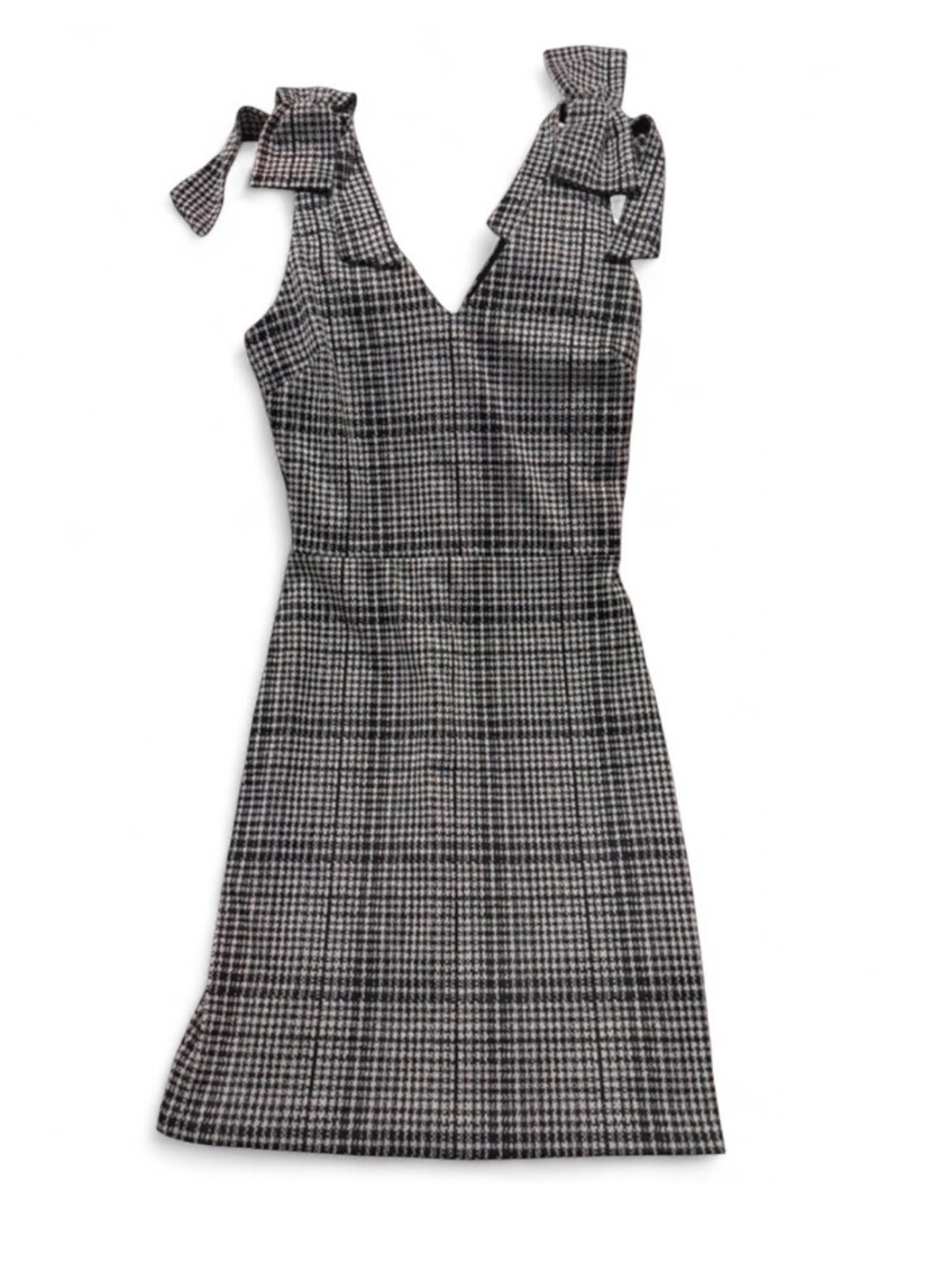 Aqua Sleeveless Black & White Houndstooth Tie-Shoulder Dress Sz S - Picture 1 of 2